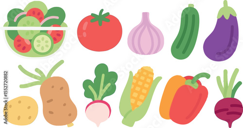 Fresh Vegetables and Salad Ingredients: An Assortment of Colorful Produce for Healthy Eating