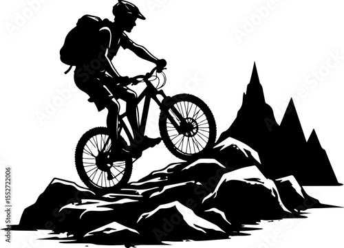 Mountain Biker on Trail Vector Bundle
