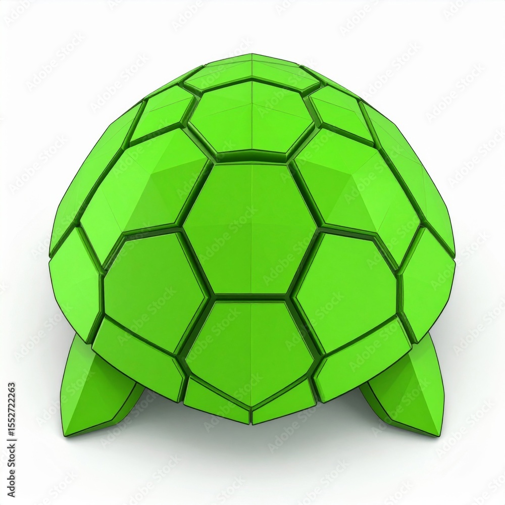 Obraz premium Bright Green Geometric Turtle Shell 3D Render