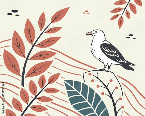 Luxury floral pattern with hand drawn leaves. Elegant astract background in minimalistic linear style.luxury, illustration, flower, leaf, pattern, vector, plant, advertisement, contour, elegance, 
