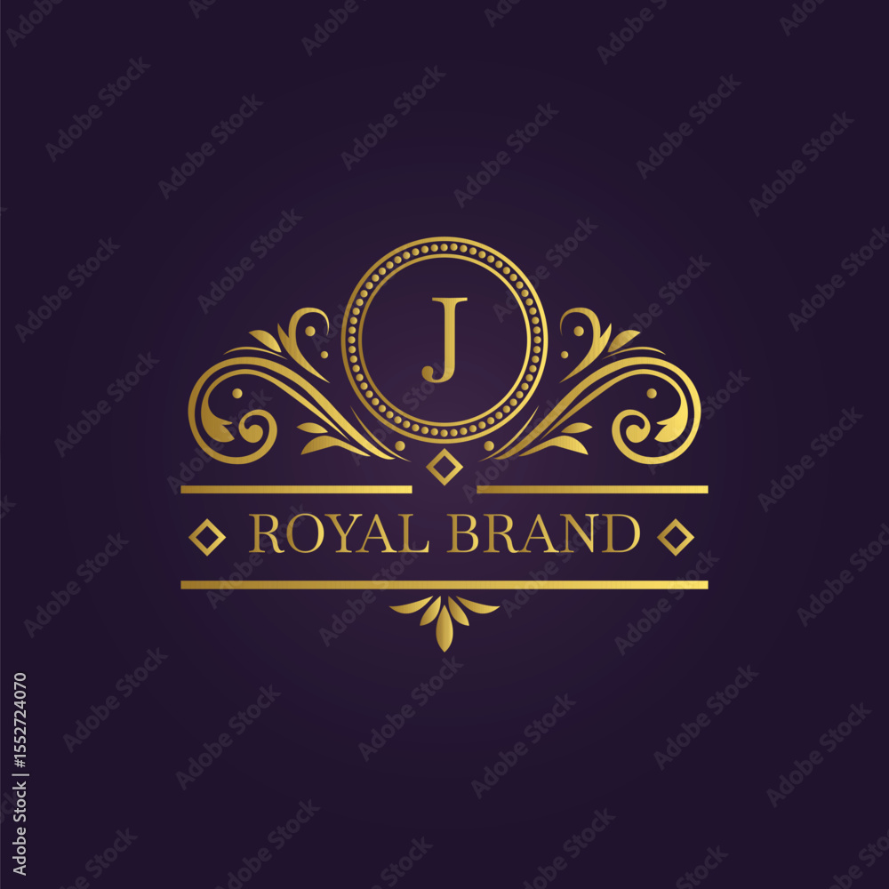 Fototapeta premium Golden J Monogram Royal Brand Logo