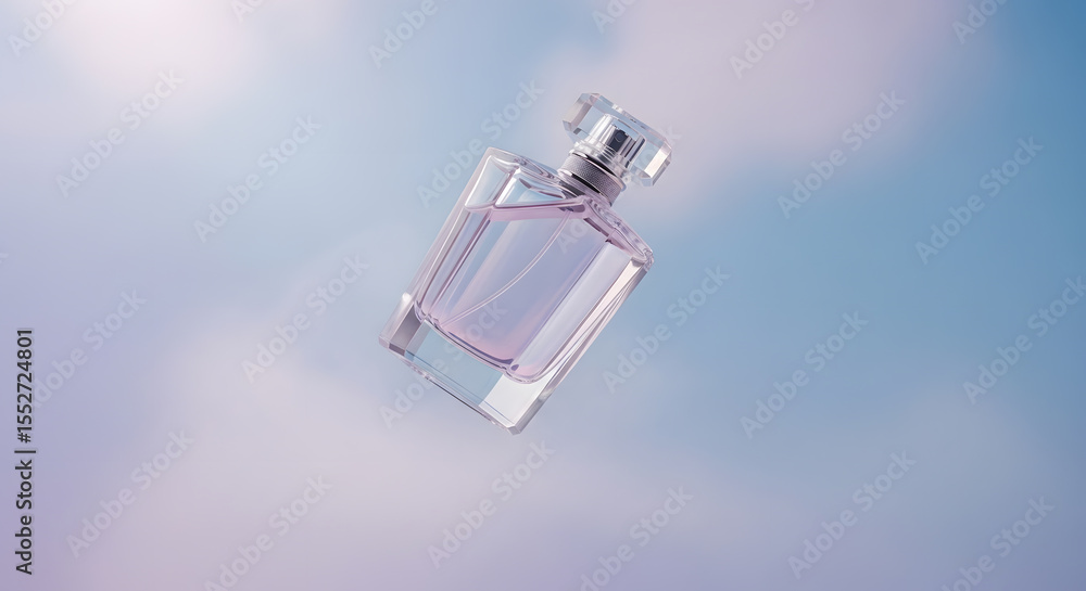 Fototapeta premium Elegant Perfume Bottle on Gradient Background, Soft Light, Minimalist Style