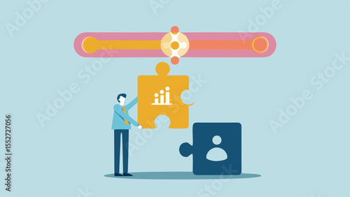 Connecting Business with Talent Puzzle Pieces Teamwork and Strategy for Success Business Growth