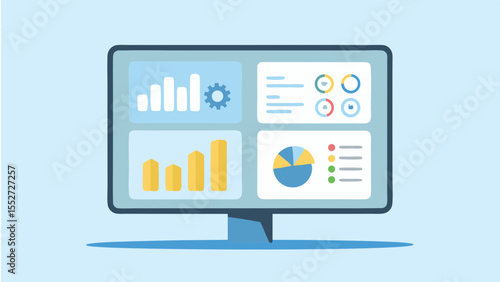 Data Dashboard Analytics Charts Monitor Illustration Statistics Performance Report Visuals Business