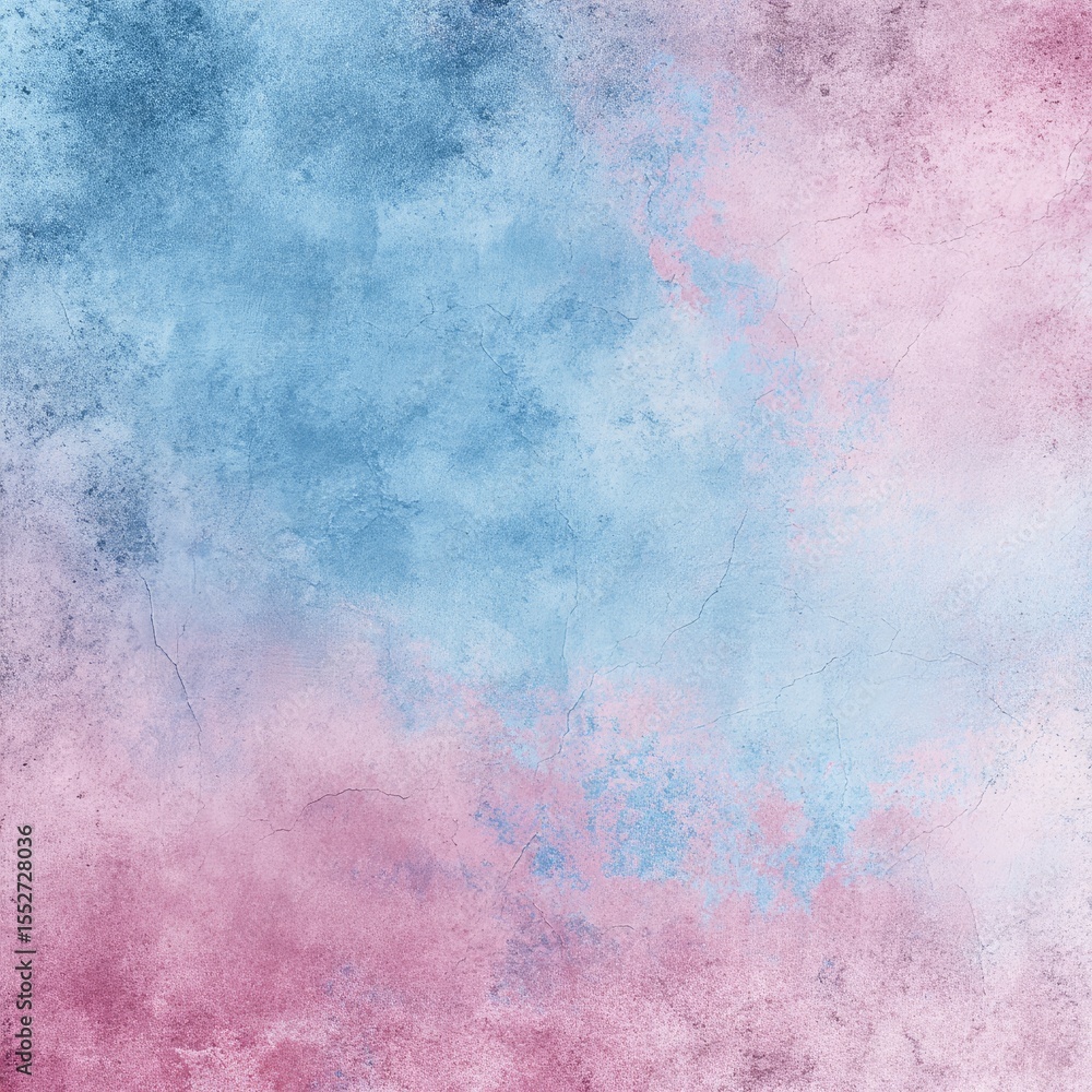 Obraz premium Abstract pastel watercolor wash with blue and pink hues, textured like aged paper, showing a blend of colors and subtle cracks