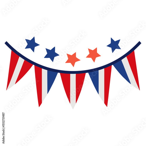Festive american flag bunting with stars for celebrations