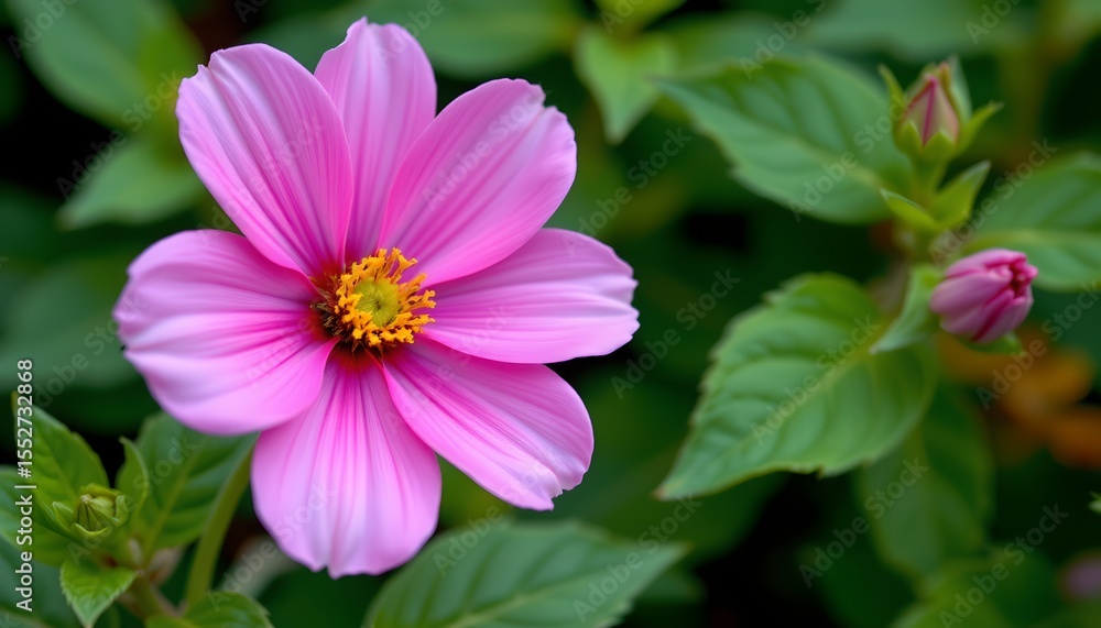 Obraz premium a vibrant pink flower with numerous petals that are fully bloomed, positioned in the center of a composition, likely representing a type of wildflower