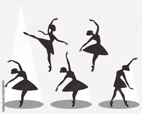 Silhouettes of Four Ballerinas in Graceful Poses