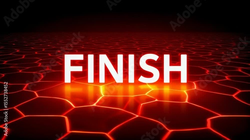 Glowing Text Reading Finish on Lava-Like Background with Intense Energy