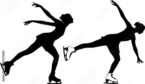 Figure Skater Posing in a Dynamic Ice Skating Performance Silhouette