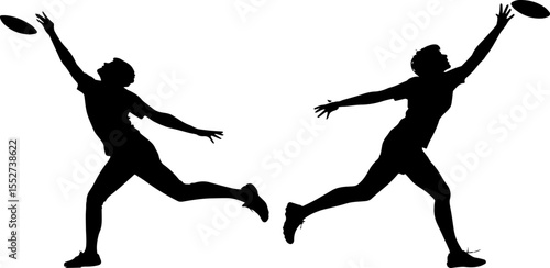 Ultimate Frisbee Player Catching a Disc Silhouette Set