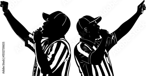 Referee Announcing Decision into a Microphone Silhouette Set