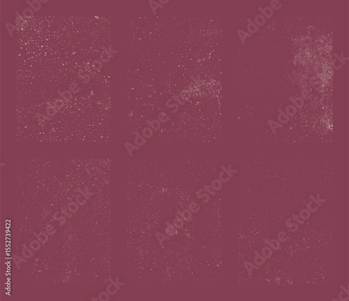 A maroon canvas divided into six sections, each with a uniquely textured surface and subtle patterns. The color is consistent across all areas.