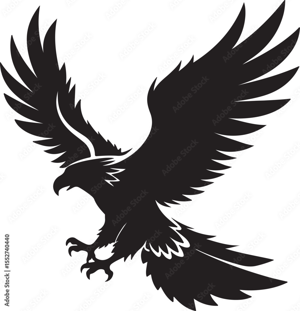 Obraz premium Eagle in Flight Silhouette – powerful and dynamic pose with wings spread. 