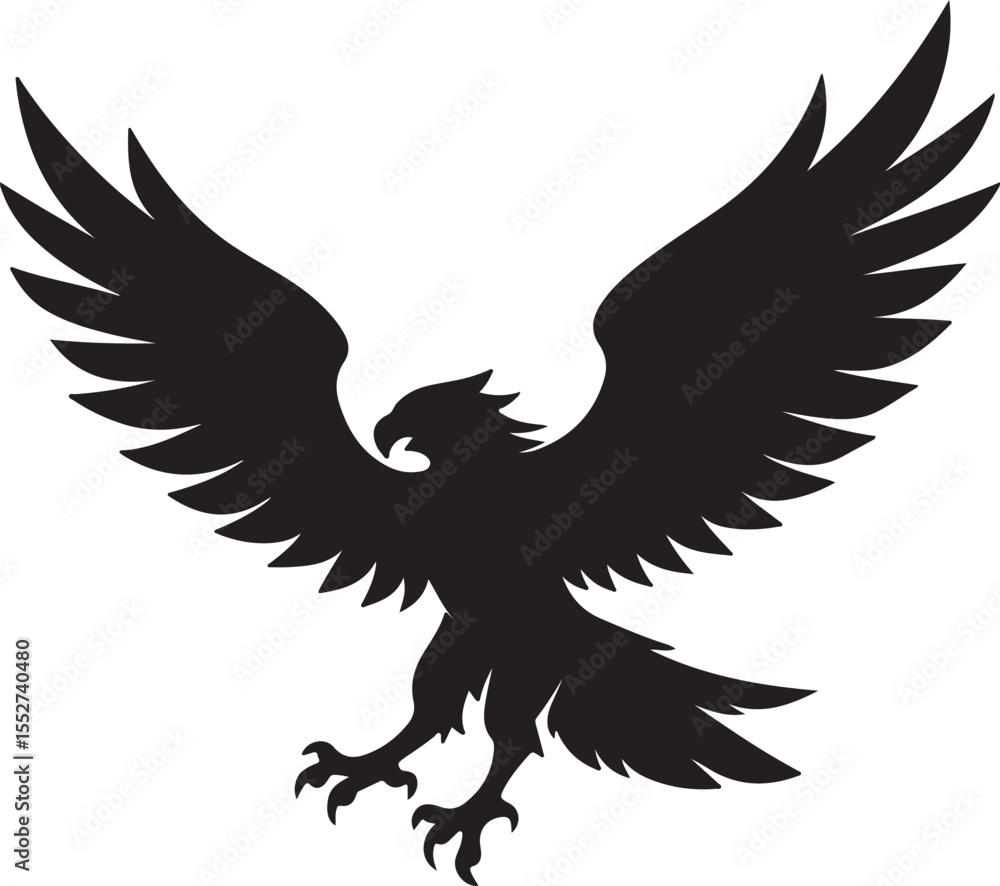 Fototapeta premium Eagle in Flight Silhouette – powerful and dynamic pose with wings spread.