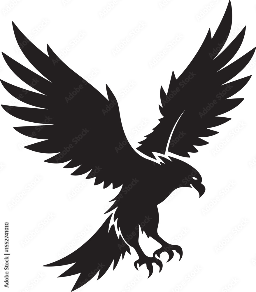 Fototapeta premium Eagle in Flight Silhouette – powerful and dynamic pose with wings spread. 