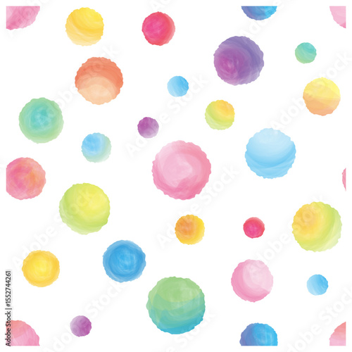 水彩風　水玉模様　パターン