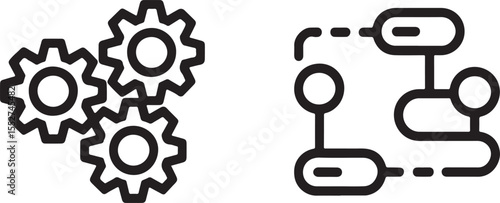 Visual Depiction of Engineering and Workflow Icons representing Technological Processes Automation and Systematic Business Management Diagram