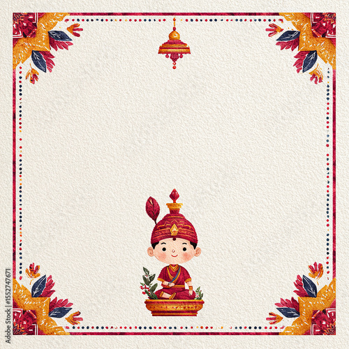 Elegant  invitation templates with traditional borders and blank space for custom text — perfect for Upanayanam, weddings, poojas, and other cultural events.