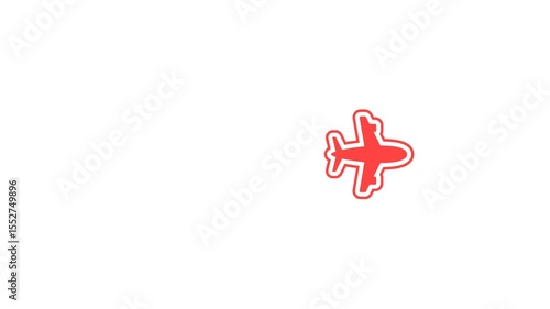 Red Airplane Animation on White Background – Minimal Flight Travel Concept