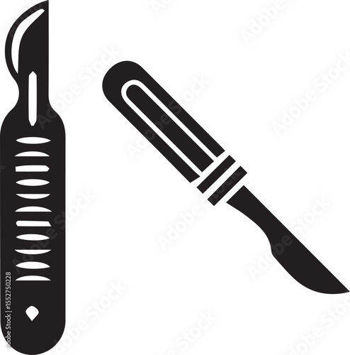 Set of sterile surgical instruments including scalpel, scissors, forceps, and clamps for hospital operations, medical procedures, and healthcare equipment