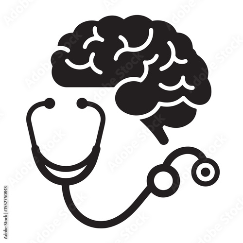 Brain health concept depicted with a stethoscope and a brain illustration for neurology