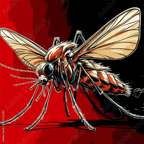 Very detailed and realistic mosquito illustration