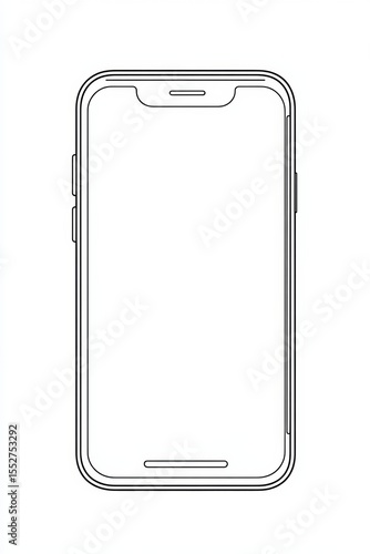 Minimalistic outline of modern smartphone with front notch design