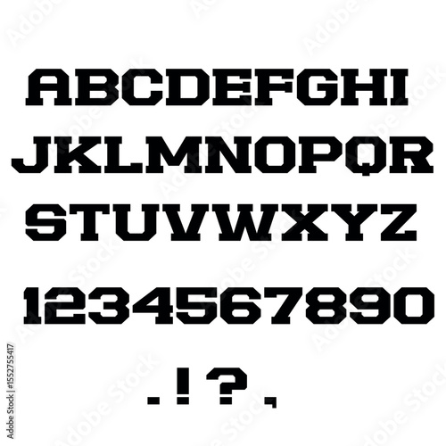 Font alphabet, vector, letters, numbers, punctuation marks,