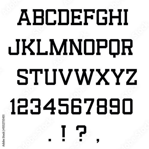 Font alphabet, vector, letters, numbers, punctuation marks,