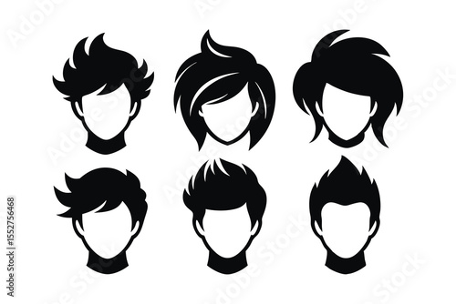 Hairstyle design silhouette vector illustration on white background
