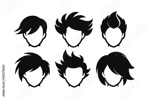 Hairstyle design silhouette vector illustration on white background