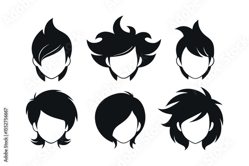 Hairstyle design silhouette vector illustration on white background