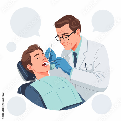 Dentist examining patient's teeth with instruments during dental checkup in clinic