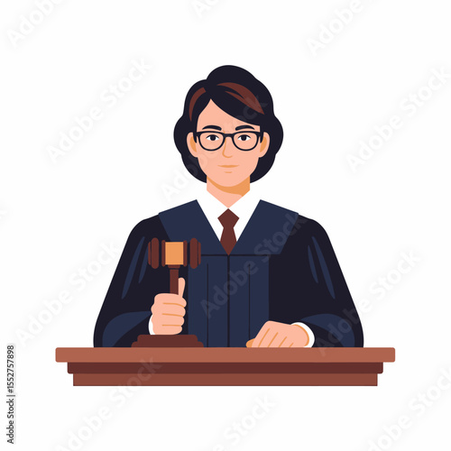 Experienced Judge Presiding Over Court With Gavel in Hand