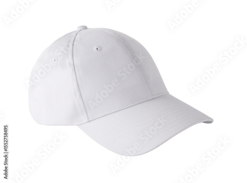 A simple white baseball cap with a curved brim, suitable for casual wear or sun protection.