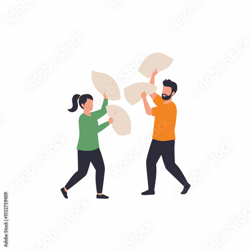 Couple Having Fun Pillow Fight Indoors Energetic Playful Moment