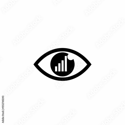 Abstract Eye Icon with Growth Chart Symbol Inside Pupil Symbolizing Analytics and Vision