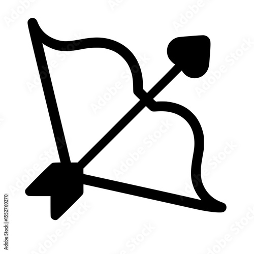 vector illustration of a black silhouette of a cupido arrow