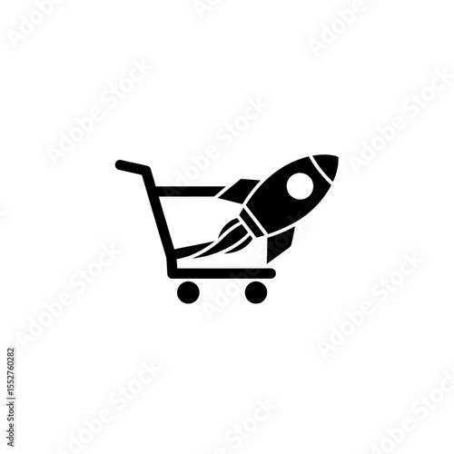 Rocket Launching from Shopping Cart Symbolizing Fast Business Growth and Startup Success