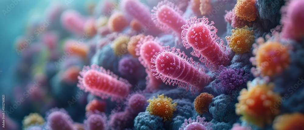 Fototapeta premium Creative Animation of Bacterial Life Cycle