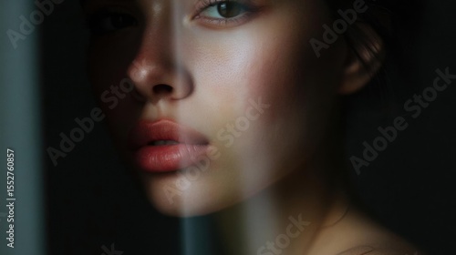 Wallpaper Mural Close-up portrait of a young woman's face. the focus is on her face, with her eyes looking directly at the camera. Torontodigital.ca