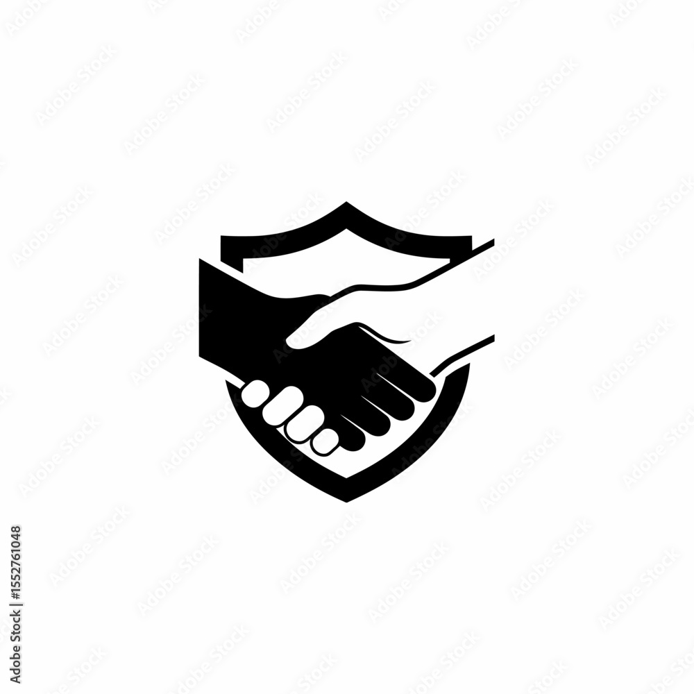 Obraz premium Secure Partnership Agreement Handshake Icon Symbolizing Trust and Business Collaboration