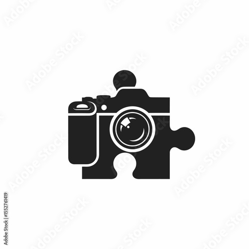 Puzzle Piece Camera Icon Represents Photography Concept and Creative Media