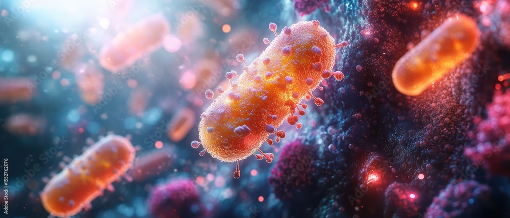 Fototapeta premium Colorful Microbial Structures in Digital Environment