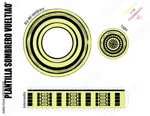 Plantilla sombrero vueltiao, Colombia, tradición, amarillo, cumbia, caribe (actualizado 2025)
