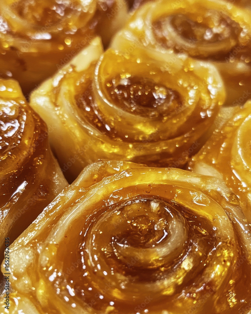 Fototapeta premium Close up of fresh homemade cinnamon rolls and sesame buns