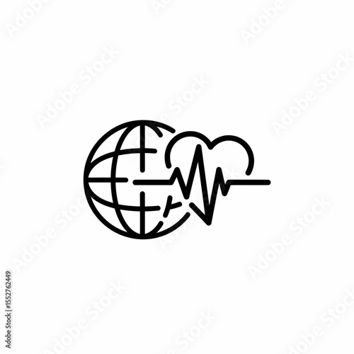 Global health monitoring heartbeat icon representing worldwide healthcare and medical connections