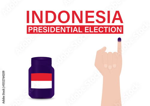 Little Finger with Purple Ink. Election in Indonesia. Election Concept. Vector Illustration.