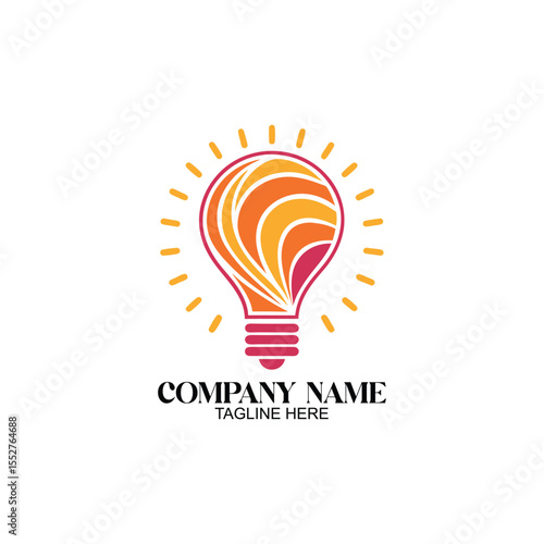 Illuminating Ideas: A vibrant graphic captures the essence of creativity with a stylized lightbulb emitting radiant energy, representing innovation and inspiration, perfect for any branding.